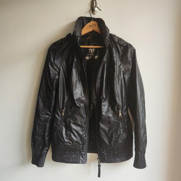 SzS Mackage Black Perla Packable Hooded Rain Jacket & Windbreaker - EUC - Picture 3 of 16